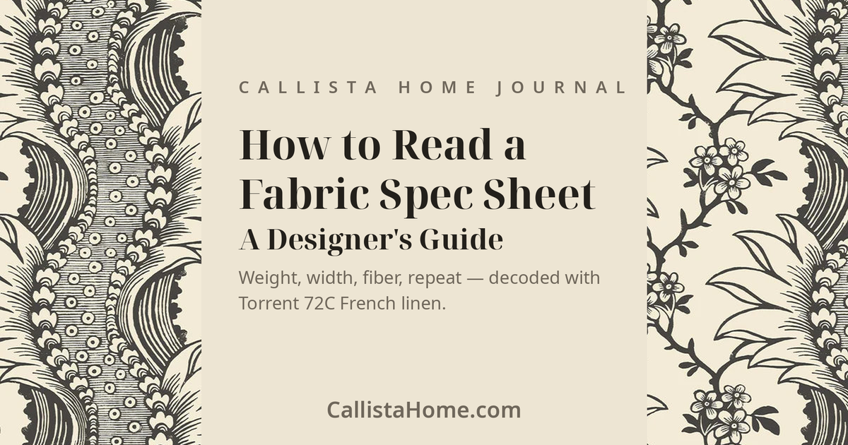 Torrent 72C French linen fabric spec guide - Callista Home Journal