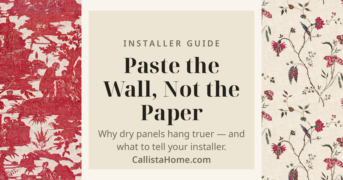 Paste-the-wall wallpaper guide: Beautiran 82A French heritage botanical wallpaper panel, with installer tips on hanging dry panels for seamless walls.