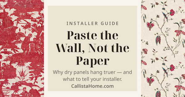 Paste-the-wall wallpaper guide: Beautiran 82A French heritage botanical wallpaper panel, with installer tips on hanging dry panels for seamless walls.