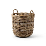 Rattan Round Basket – Handwoven Natural Storage Basket with Handles