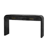 Retro Curved Console Table with 2 Drawers – Antique Black Entryway & Sofa Table