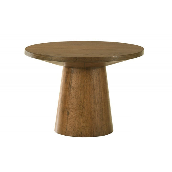 22 Round Wood End Table with Pedestal Base – Walnut – view 3