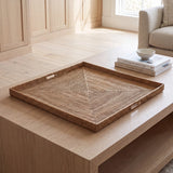 Square Handwoven Rattan Tray with Cut-Out Handles – Antique Brown