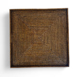 Square Handwoven Rattan Tray with Cut-Out Handles – Antique Brown