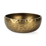 Antiqued Brass Hammered Artisan Round Centerpiece Bowl – 11" Handmade Decorative Aluminum Bowl