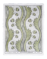 Hand-painted Grenades 2C French Domino Paper featuring a historic pomegranate botanical pattern by Antoinette Poisson. Callista Home