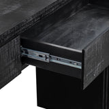 Retro Curved Console Table with 2 Drawers – Antique Black Entryway & Sofa Table