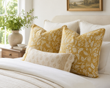 Indienne 30A ochre botanical French linen fabric by Antoinette Poisson Callista Home