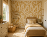 Jardin Wallpaper Panel 39B by Antoinette Poisson featuring a delicate French botanical pattern inspired by historic 18th-century domino papers.