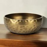 Antiqued Brass Hammered Artisan Round Centerpiece Bowl – 11" Handmade Decorative Aluminum Bowl