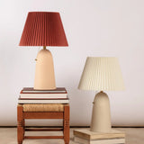 Pleat Table Lamp – Peach Ceramic Base with Rust Pleated Shade