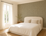 Alvéoles Wallpaper Panel by Antoinette Poisson featuring a refined geometric honeycomb pattern inspired by authentic 18th-century French domino papers. Callista Home