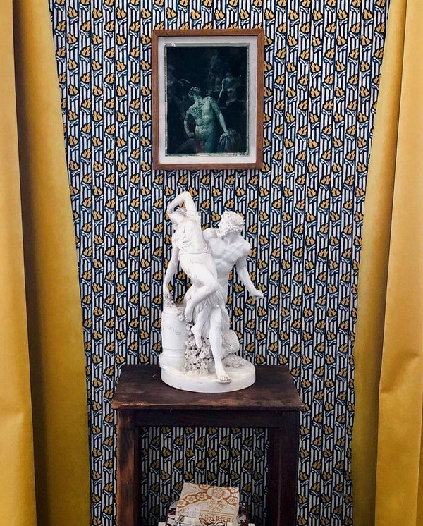 Tison Wallpaper by Antoinette Poisson featuring a refined repeating decorative pattern inspired by the Tison fragrance collection. Callista Home
