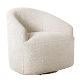 Upholstered 360° Swivel Accent Chair – Cream Bouclé