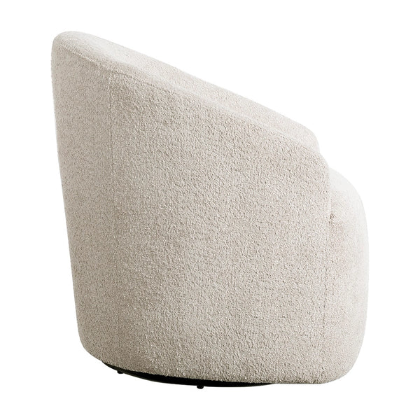 Upholstered 360° Swivel Accent Chair – Cream Bouclé – view 3