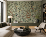 Chinois Canton Wallpaper Panel 70B by Antoinette Poisson featuring elegant birds, flowers, and butterflies inspired by authentic 18th-century Chinese wall coverings. callista Home