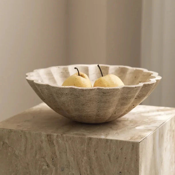 Floral Faux Travertine Bowl – view 3