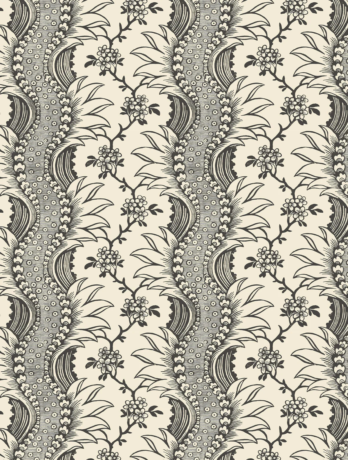 Torrent 72C black and white geometric French linen fabric by Antoinette Poisson , Callista Home