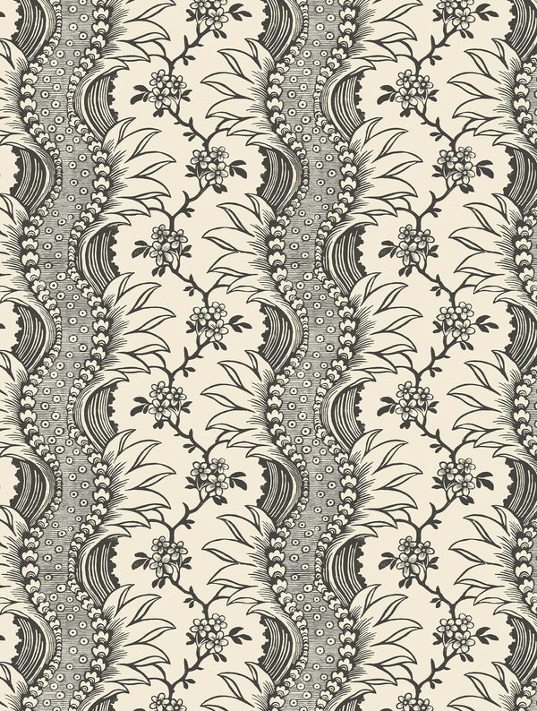 Torrent 72C black and white geometric French linen fabric by Antoinette Poisson , Callista Home