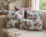 Roses Pompadour 75A French floral linen fabric by Antoinette Poisson Callista Home