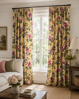 Roses Pompadour 75C yellow floral French linen fabric by Antoinette Poisson Callista Home