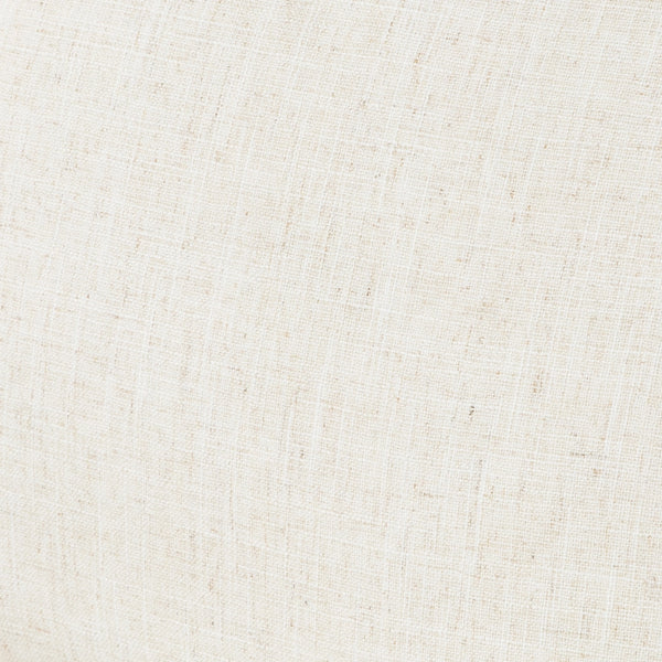A close-up of a light beige linen fabric texture with a subtle woven crosshatch pattern.