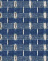 Blue and white checkered pattern fabric texture, Flammé Indigo 83A indigo blue geometric French linen cotton fabric Callista Home