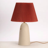 Pleat Table Lamp – Peach Ceramic Base with Rust Pleated Shade