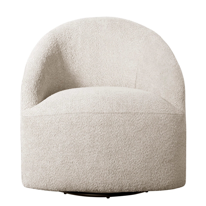 Upholstered 360° Swivel Accent Chair – Cream Bouclé