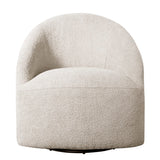 Upholstered 360° Swivel Accent Chair – Cream Bouclé