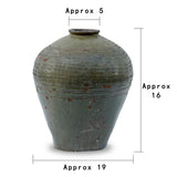 Vintage Olive Jar – Distressed Olive Green Antique Ceramic Vessel