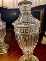 Pair of Vintage Cut Glass Table Lamps with Brass Bases | Neoclassical Revival Lighting