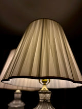 Pair of Vintage Cut Glass Table Lamps with Brass Bases | Neoclassical Revival Lighting