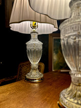 Pair of Vintage Cut Glass Table Lamps with Brass Bases | Neoclassical Revival Lighting