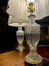 Pair of Vintage Cut Glass Table Lamps with Brass Bases | Neoclassical Revival Lighting