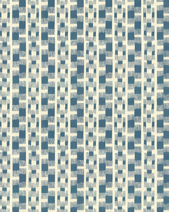 Ikat Wallpaper Panel 14A by Antoinette Poisson featuring a woven geometric pattern inspired by historic French domino papers.