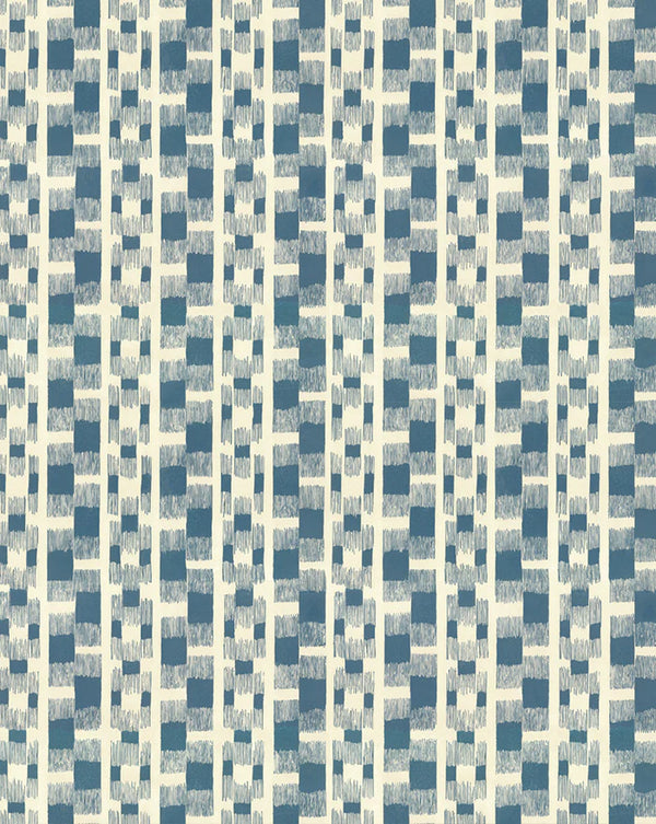 Ikat Wallpaper Panel 14A by Antoinette Poisson featuring a woven geometric pattern inspired by historic French domino papers.
