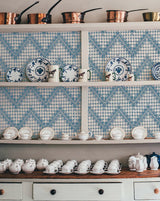 Points de Hongrie 32A French Geometric Wallpaper – Blue Historic Design