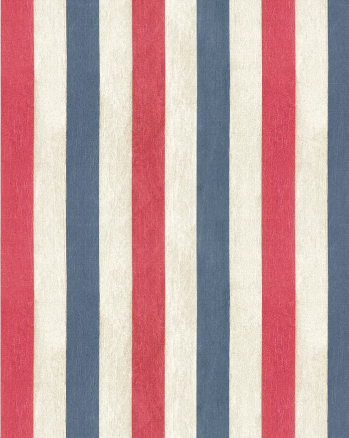Rayures Tricolores Wallpaper Panel 89A by Antoinette Poisson featuring elegant vertical French heritage stripes in three colors.