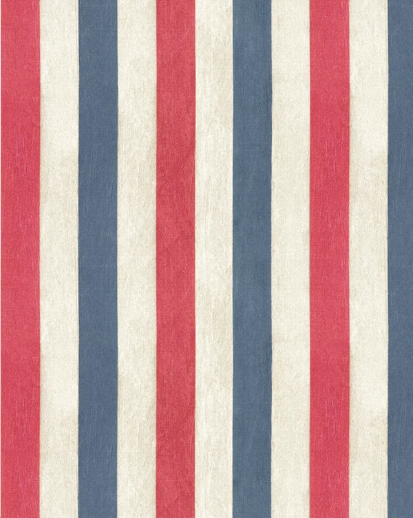 Rayures Tricolores Wallpaper Panel 89A by Antoinette Poisson featuring elegant vertical French heritage stripes in three colors.