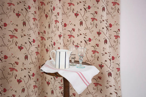 Coromandel 85A French linen cotton botanical fabric by Antoinette Poisson Callista Home