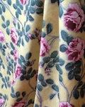 Roses Pompadour 75C Linen Fabric – Yellow Floral
