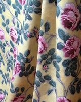 Roses Pompadour 75C yellow floral French linen fabric by Antoinette Poisson Callista Home