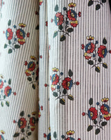 Boutonnière 74A red floral French linen fabric by Antoinette Poisson Callista Home