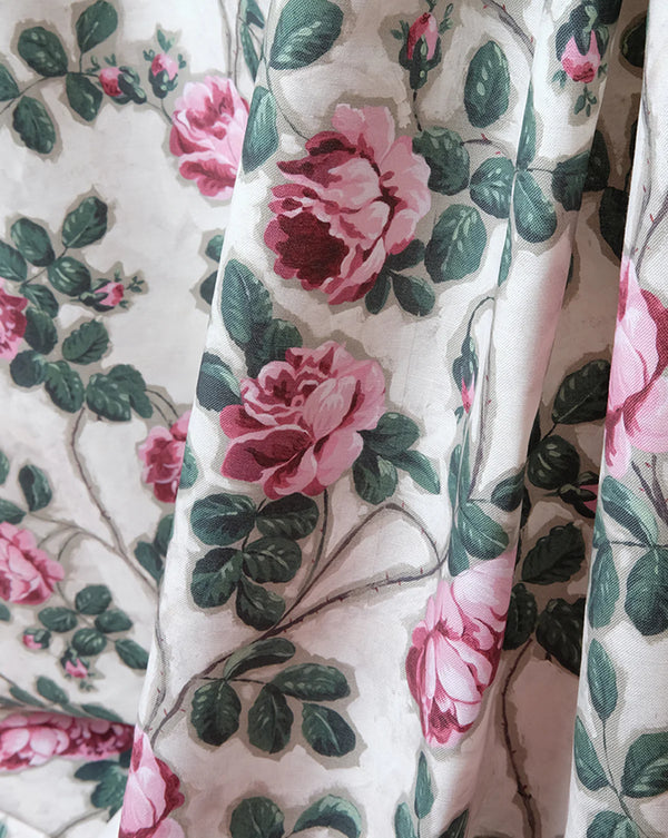 Roses Pompadour 75A French floral linen fabric by Antoinette Poisson Callista Home