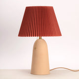 Pleat Table Lamp – Peach Ceramic Base with Rust Pleated Shade