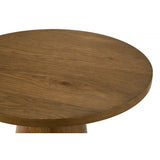 22" Round Wood End Table with Pedestal Base – Walnut