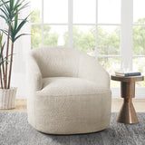 Upholstered 360° Swivel Accent Chair – Cream Bouclé