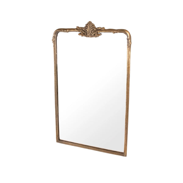 Rami Decorative Wall Mirror – Antique Iron Framed Rectangular Accent Mirror, 39 in
