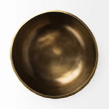 Antiqued Brass Hammered Artisan Round Centerpiece Bowl – 11" Handmade Decorative Aluminum Bowl